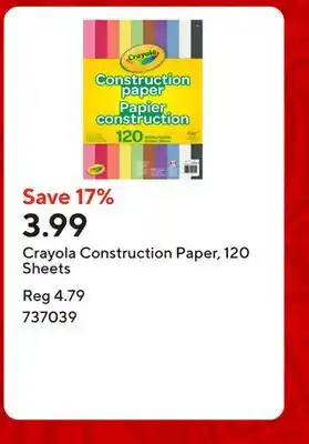 Staples Crayola Construction Paper, 120 Sheets offer