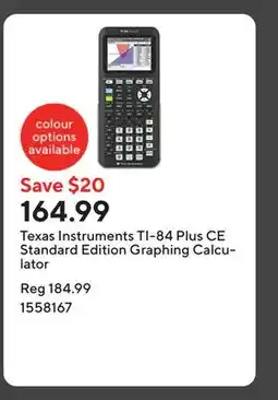 Staples Texas Instruments TI-84 Plus CE Standard Edition Graphing Calculator offer