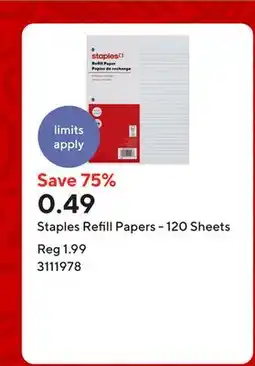 Staples Staples Refill Papers - 120 Sheets offer