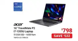 Visions Electronics Acer 16 TravelMate P2 i7-1355U Laptop offer