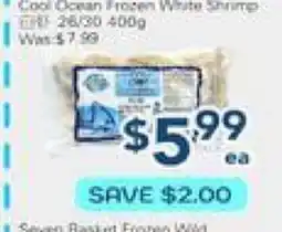Oceans Fresh Food Market Cool Ocean Frozen White Shrimp 26/30 offer