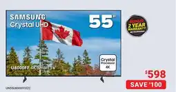 Visions Electronics SAMSUNG Crystal UHD 55 U8000FF 4K Smart TV offer