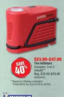 PartSource Justin Case Tire Inflators offer