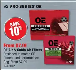 PartSource PRO-SERIES OE Air & Cabin Air Filters offer
