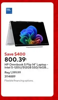 Staples HP Omnibook 5 Flip 14 Laptop - Intel 5-120U/512GB SSD/16GB RAM/Windows 11 Home offer