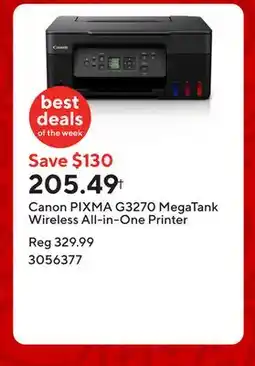 Staples Canon PIXMA G3270 MegaTank Wireless All-in-One Printer offer