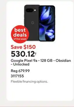 Staples Google Pixel 9a - 128 GB - Obsidian - Unlocked offer