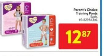 Walmart Parent's choice training pants offer