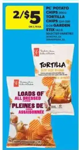 Real Canadian Superstore PC Potato Chips, Tortilla Chips, Garden Stix offer