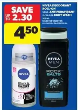 Real Canadian Superstore Nivea Deodorant Roll On or Body Wash offer