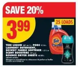 No Frills Tide Liquid, Pods, Laundry Detergent, Downy Fabric Softener, Scent Boosters, Bounce Dryer Sheets offer