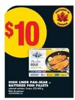 No Frills HIGH LINER PAN-SEAR BATTERED FISH FILLETS offer