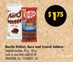 No Frills Nestlé KitKat, Aero and Crunch tablets offer