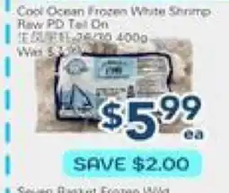 Oceans Fresh Food Market Cool Ocean Frozen White Shrimp Raw PD Tail On offer
