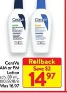 Walmart Cerave AM or PM lotion offer