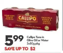 Longo's Callipo tuna in olive oil or water offer