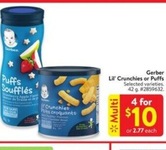 Walmart Gerber Lil' Crunchies or puffs offer