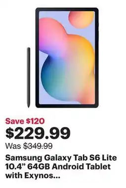 Best Buy Samsung Galaxy Tab S6 Lite 10.4 64GB Android Tablet with Exynos 1280 - Graphite offer