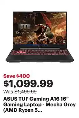 Best Buy ASUS TUF Gaming A16 16 Gaming Laptop - Mecha Grey (AMD Ryzen 5 7535HS/16GB RAM/512GB SSD/RTX 4050) offer