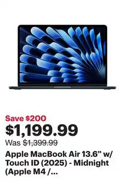 Best Buy Apple MacBook Air 13.6 w/ Touch ID (2025) - Midnight (Apple M4 / 16GB RAM / 256GB SSD) - English offer