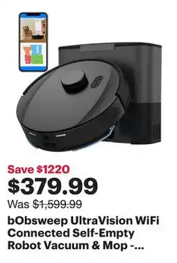 Best Buy bObsweep UltraVision WiFi Connected Self-Empty Robot Vacuum & Mop - Carbon Steel - Only at Best Buy offer