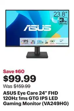 Best Buy ASUS Eye Care 24 FHD 120Hz 1ms GTG IPS LED Gaming Monitor (VA249HG) offer