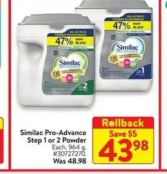 Walmart Similac Pro-advance step 1 or step 2 powder offer