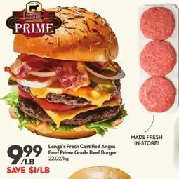 Longo's Longo's Fresh Certified Angus Beef Prime Grade Beef Burger offer