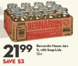 Longo's Bernardin Mason Jars with Snap Lids offer