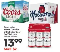 Longo's Coors Light, Molson Canadian or Budweiser Beer offer
