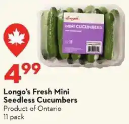 Longo's Longo's Fresh Mini Seedless Cucumbers Product of Ontario offer