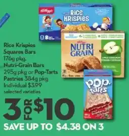 Longo's Rice Krispies Squares Bars or Nutri-Grain Bars offer