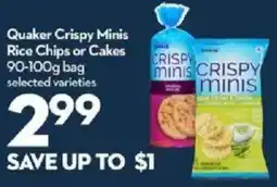 Longo's Quaker Crispy Minis Rice Chips or Cakes offer