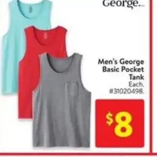 Walmart Men's George basic pocket tank offer