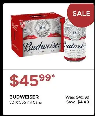 The Beer Store BUDWEISER offer