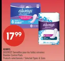 Pharmaprix ALWAYS DISCREET Bladder Control Pads offer
