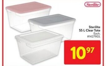 Walmart Sterilite 55 l clear tote offer