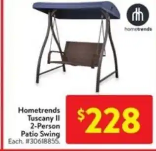 Walmart Hometrends tuscany 2 persons patio swing offer