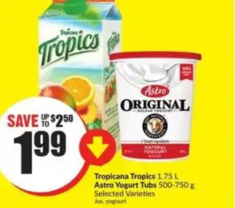FreshCo Tropicana tropics astro yogurt tubs offer