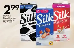 Sobeys Silk shelf stable beverages almond, soy or oat offer