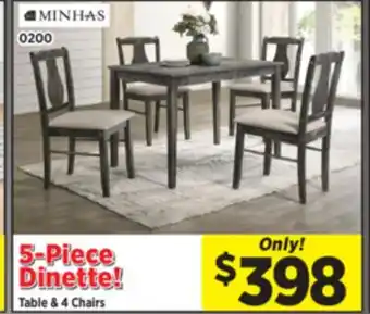 Surplus Furniture Kaylee Weather 5Pc Dinette Set offer