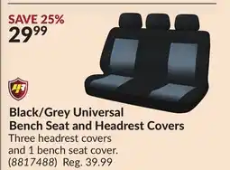 Princess Auto Black/Grey Universal Bench Seat and Headrest Covers offer