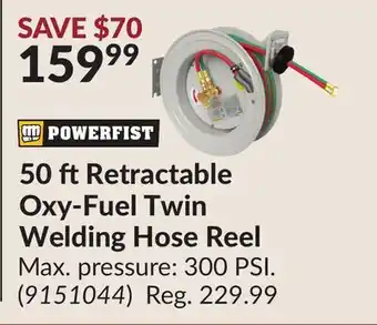Princess Auto 50 ft Retractable Oxy-Fuel Twin Welding Hose Reel offer