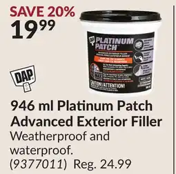 Princess Auto 946 ml Platinum Patch Advanced Exterior Filler offer