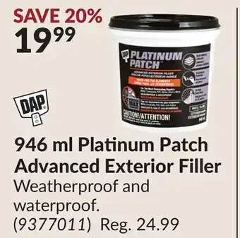 Princess Auto 946 ml Platinum Patch Advanced Exterior Filler offer