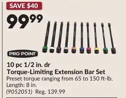 Princess Auto 10 pc 1/2 in. dr Torque-Limiting Extension Bar Set offer
