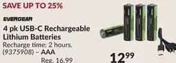 Princess Auto 4 pk USB-C Rechargeable Lithium Batteries offer