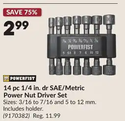 Princess Auto 14 pc 1/4 in. dr SAE/Metric Power Nut Driver Set offer