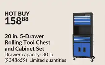 Princess Auto 20 in. 5-Drawer Rolling Tool Chest and Cabinet Set offer