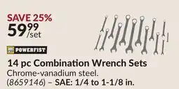 Princess Auto SAE: 1/4 to 1-1/8 in. 14 pc Combination Wrench Sets offer